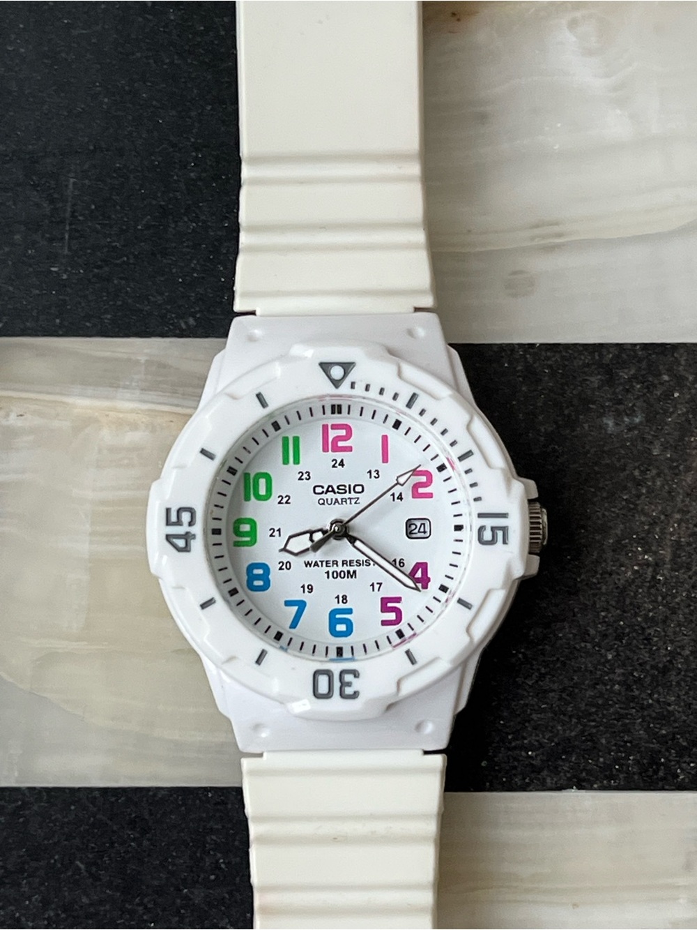 Casio 3363 LRW-200H White-Tone Quartz Analog Women's Watch New Battery 34mm